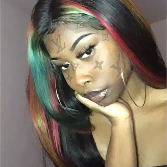 Black human hair wig with highlights - Picture 2 of 4